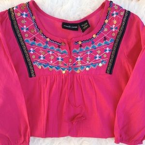 Pink peasant top
